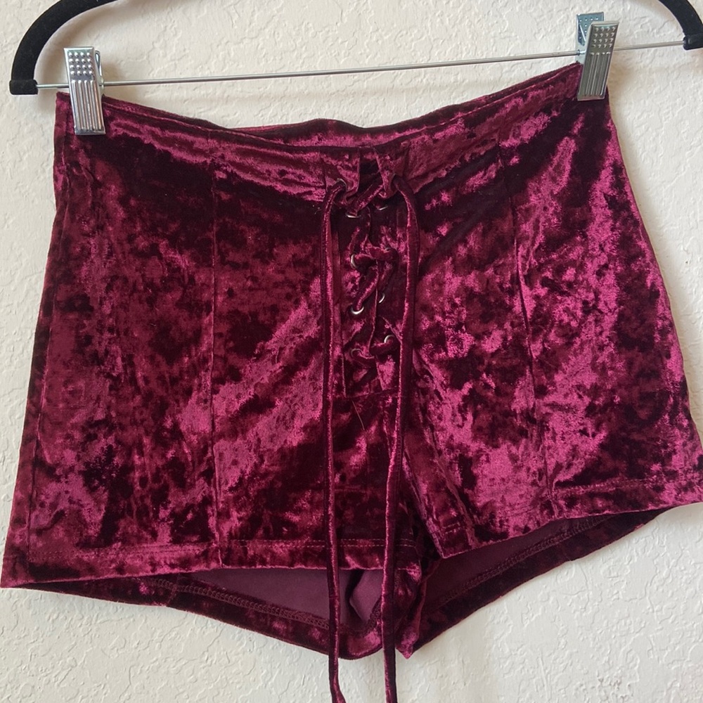Velvet burgundy shorts